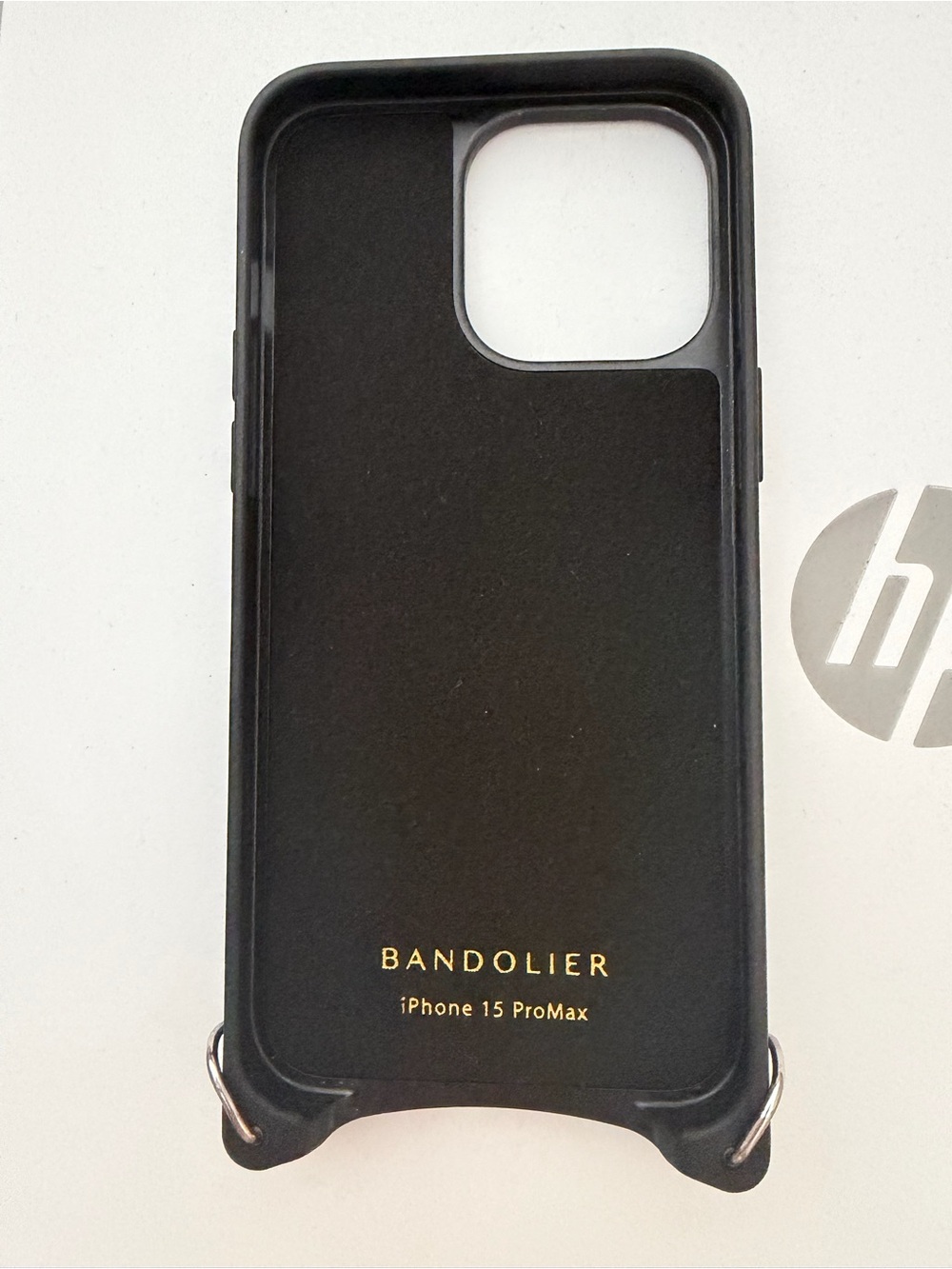 Bandolier Black iPhone 15 Pro Max Crossbody Case with Gold Logo